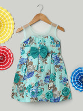Floral Print Party Frock for Girls- Blue-BS23DR57BLB